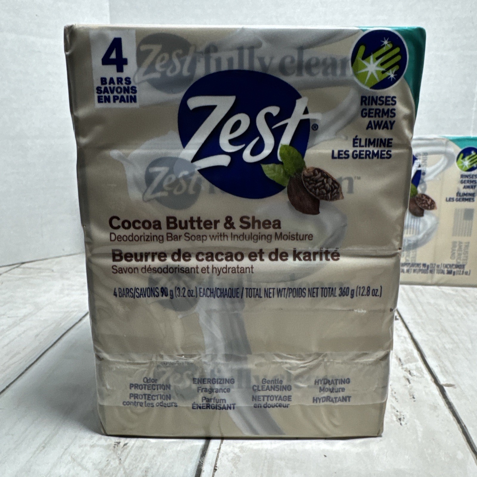 Zest Cocoa Butter & Shea Bar Soap, for All Skin Types, 4 oz 3 Packs Of 4