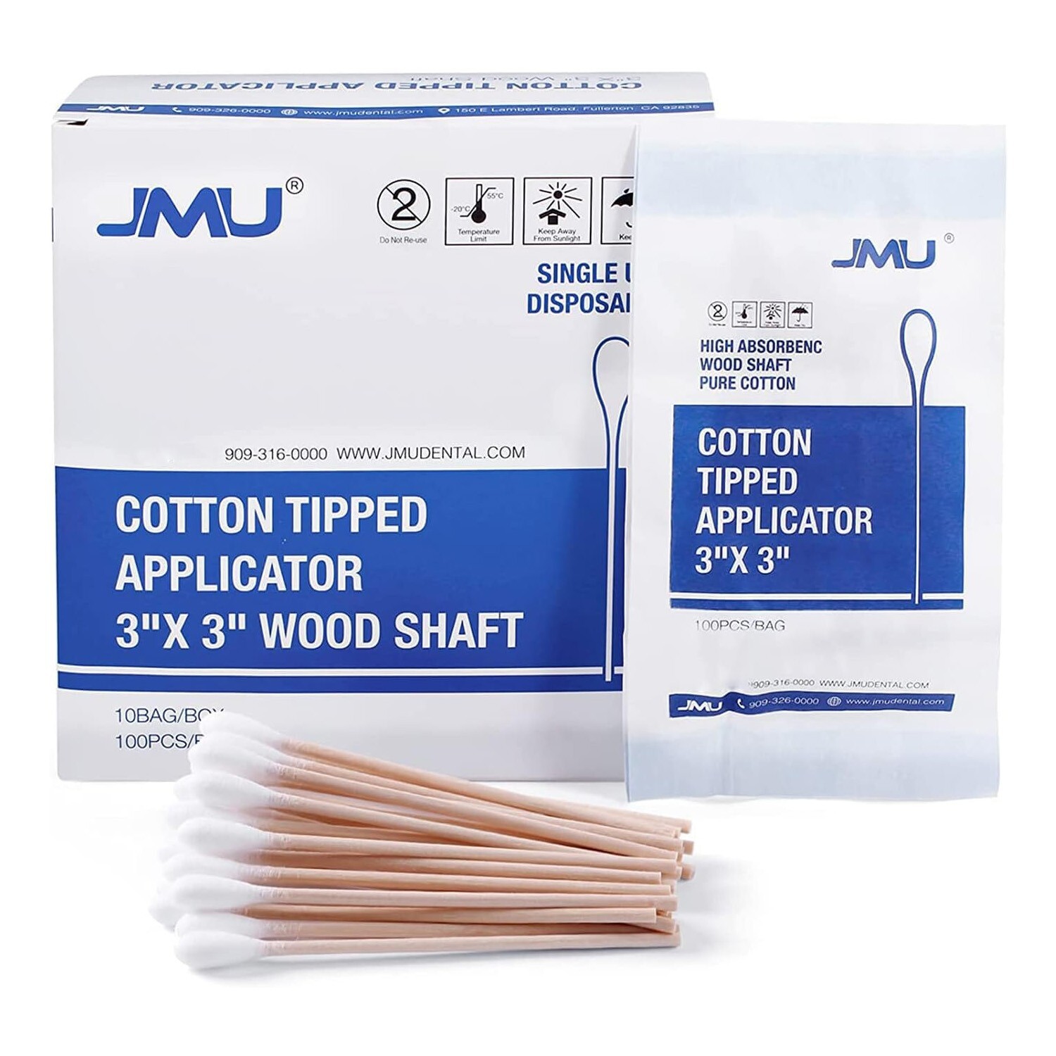 1000Pcs Cotton Swabs Wooden Handle Sticks 3 ” Medical Use Supply