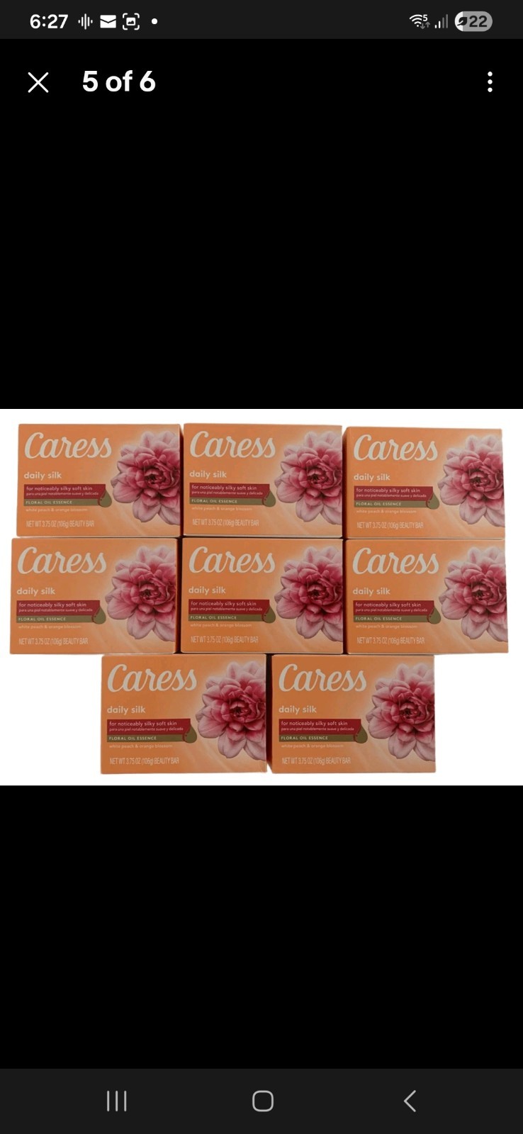 Case of Caress 8 pk Daily Silk Bar Soap White Peach and Orange Blossom