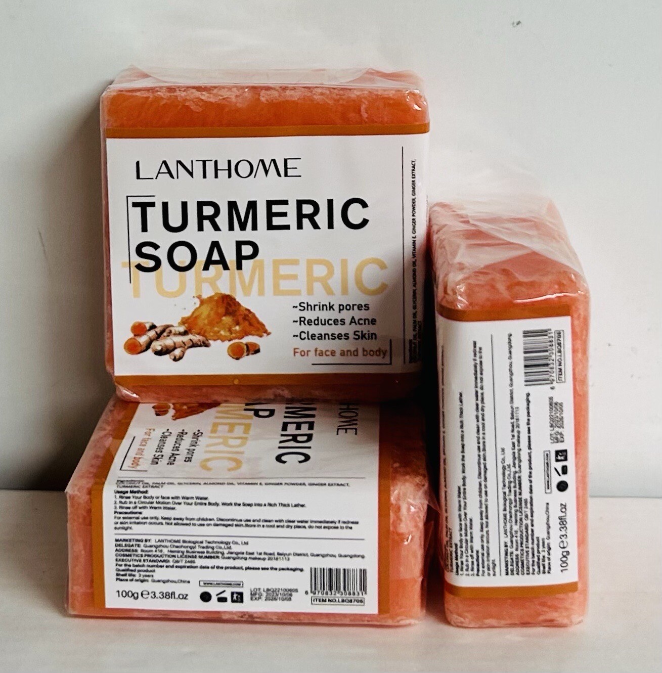3-Pack ~ Turmeric Soap for Face & Body 100 g Each