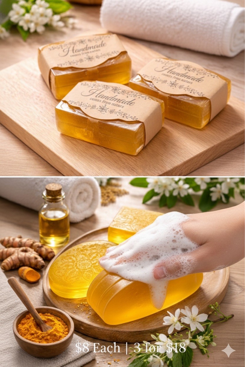 Turmeric Soap 3 Pack – Handmade Brightening Glycerin Soap for Dark Spots