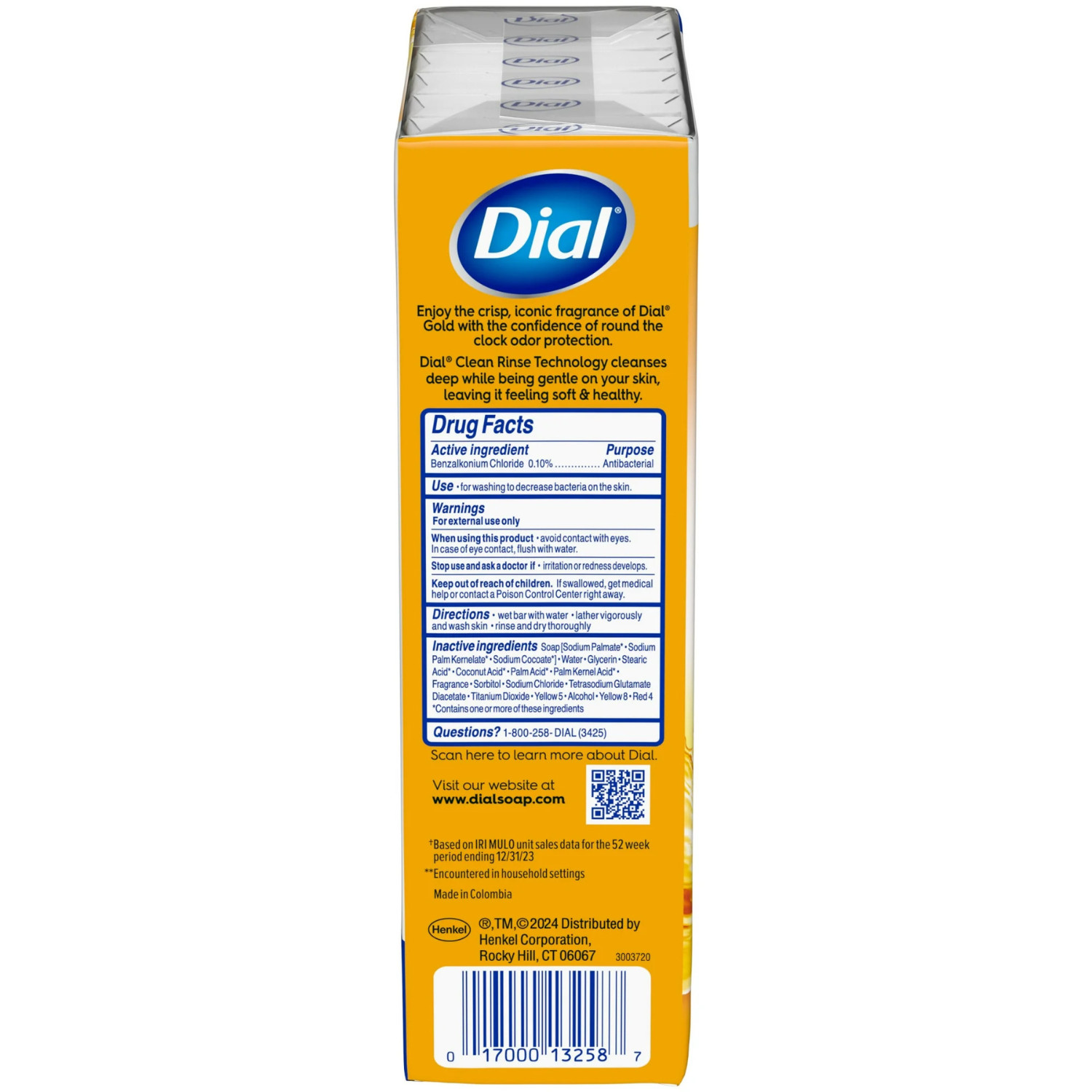 New Dial Antibacterial Deodorant Bar Soap, Advanced Clean, Gold, 12 Bars, 4 oz