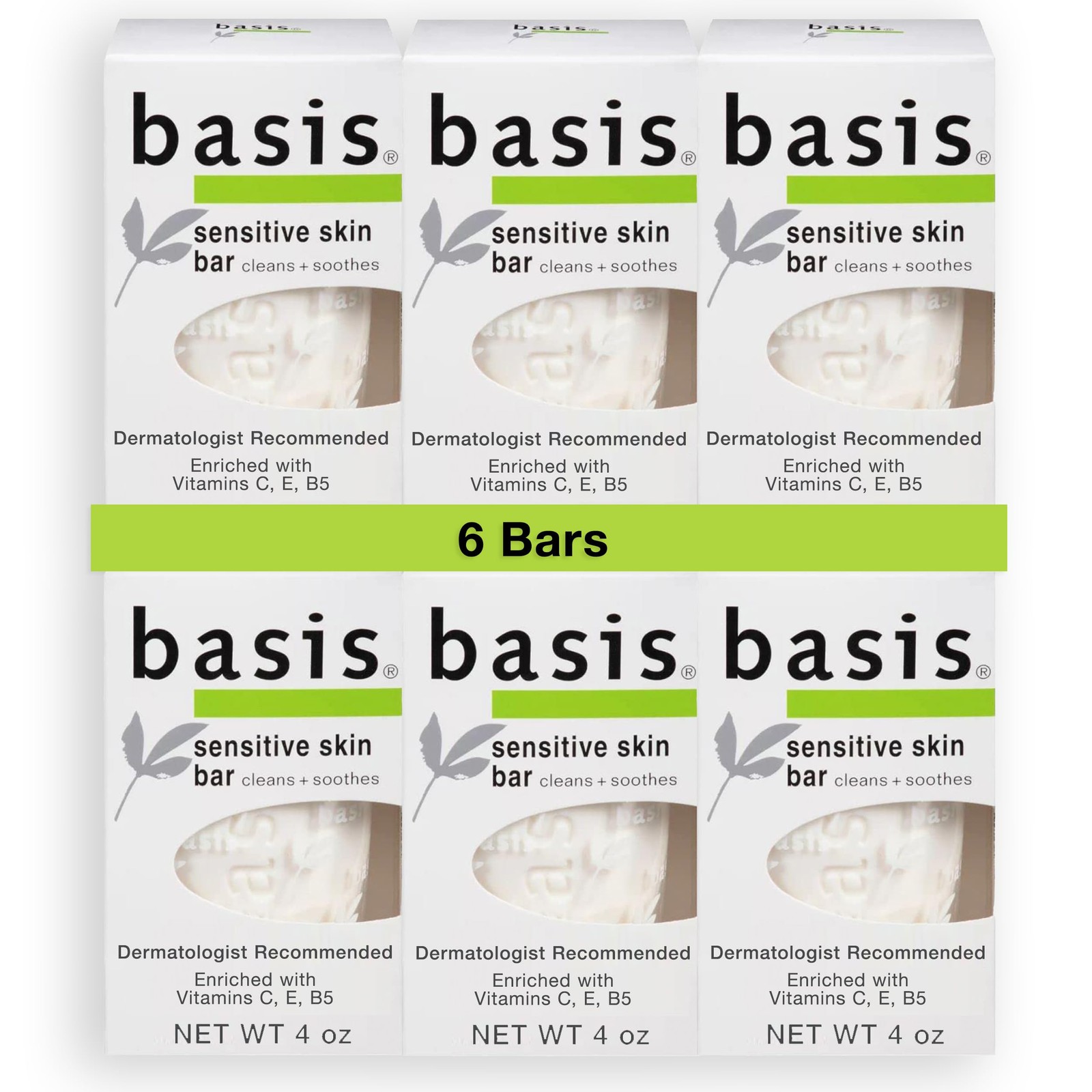 Basis Sensitive Skin Bar Soap For Body, Hands And Face, Unscented Soap