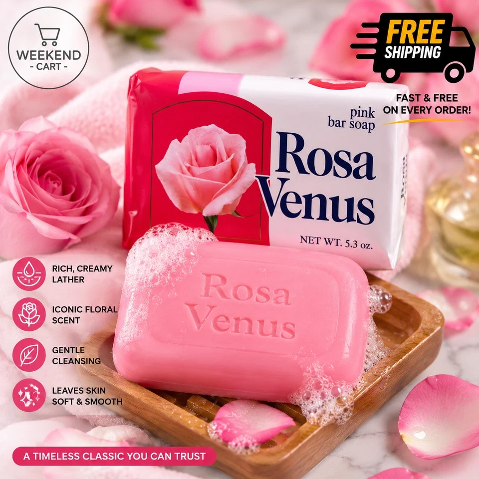 4 Pack Rosa Venus Pink Soap Bars 3.5 oz Classic Fresh Scent