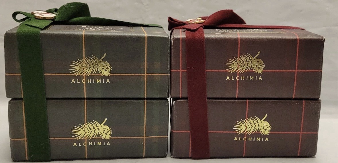 2x Alchimia Pine & Bourbon Scented Men’s Bar 8.75oz Vegetable Soap Italy Holiday