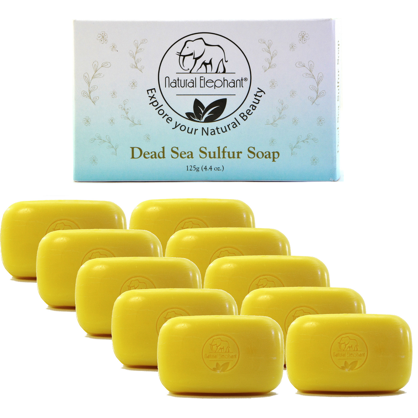 Natural Elephant Dead Sea Sulfur Soap 4.4 oz (125 g) Pack of 10