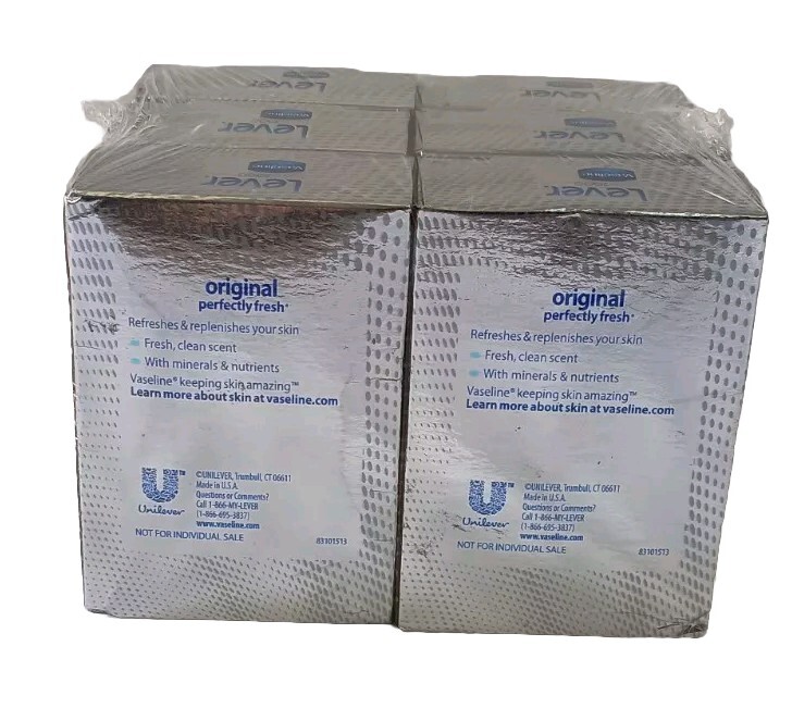 6 Lever 2000 Vaseline Soap Bars Original Perfectly Fresh 4.5 Oz.