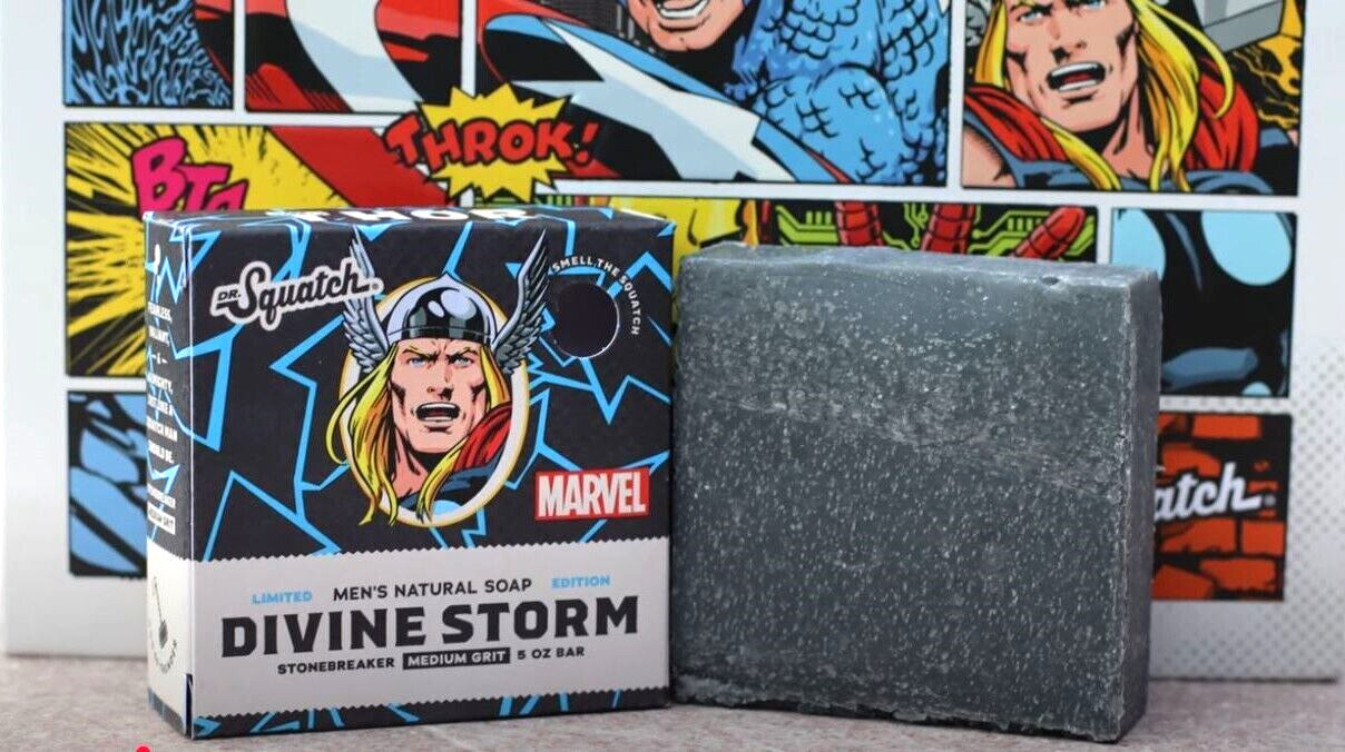 2 PACK Dr Squatch Limited Edition Divine Storm Marvel THOR!!