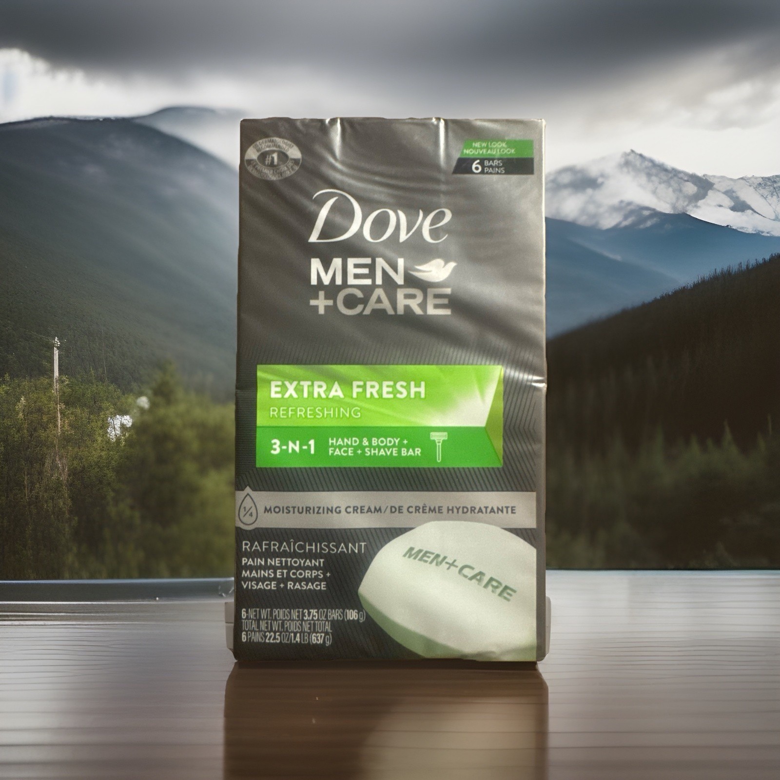 DOVE MEN + CARE 3 in 1, Hand & Body +Face +Shave Bar Extra Fresh 6 Pack