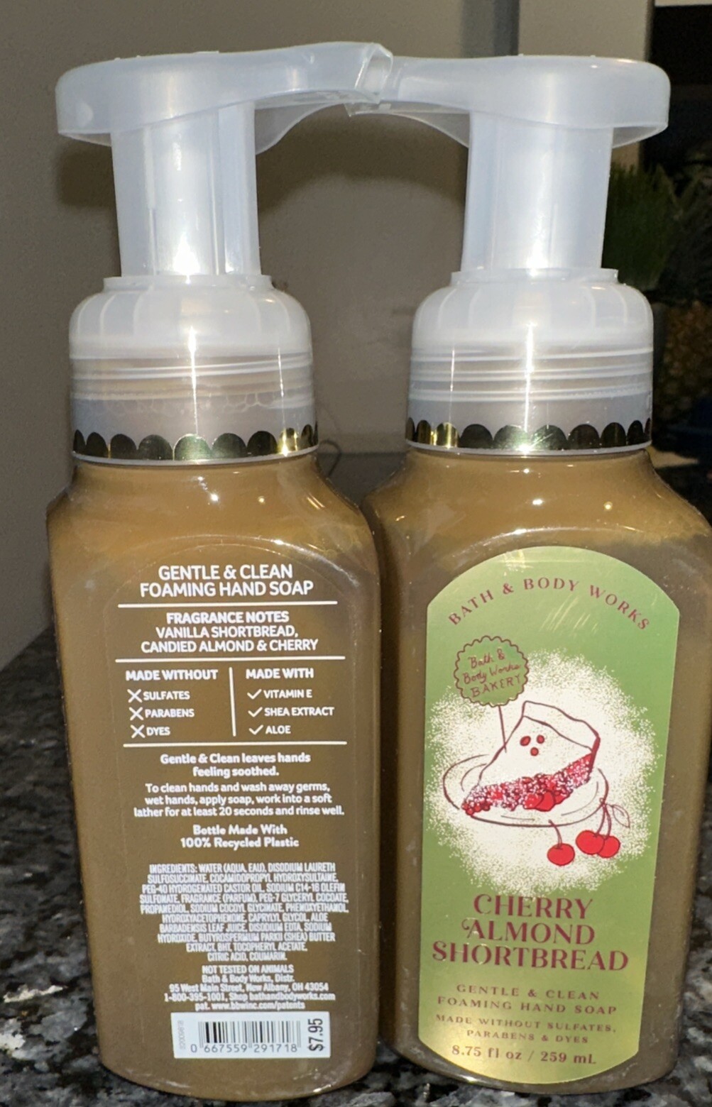 2 Bath Body Works CHERRY ALMOND SHORTBREAD Gentle Clean Foaming Hand Soap 8.75oz