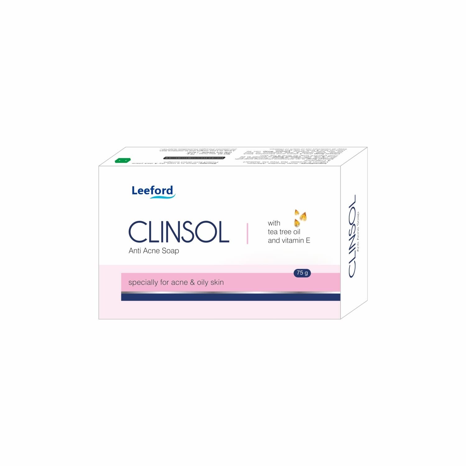 Leeford Clinsol Soap Pack of 3 (75g Each)- Enriched Tea Tree Oil with Vitamin E