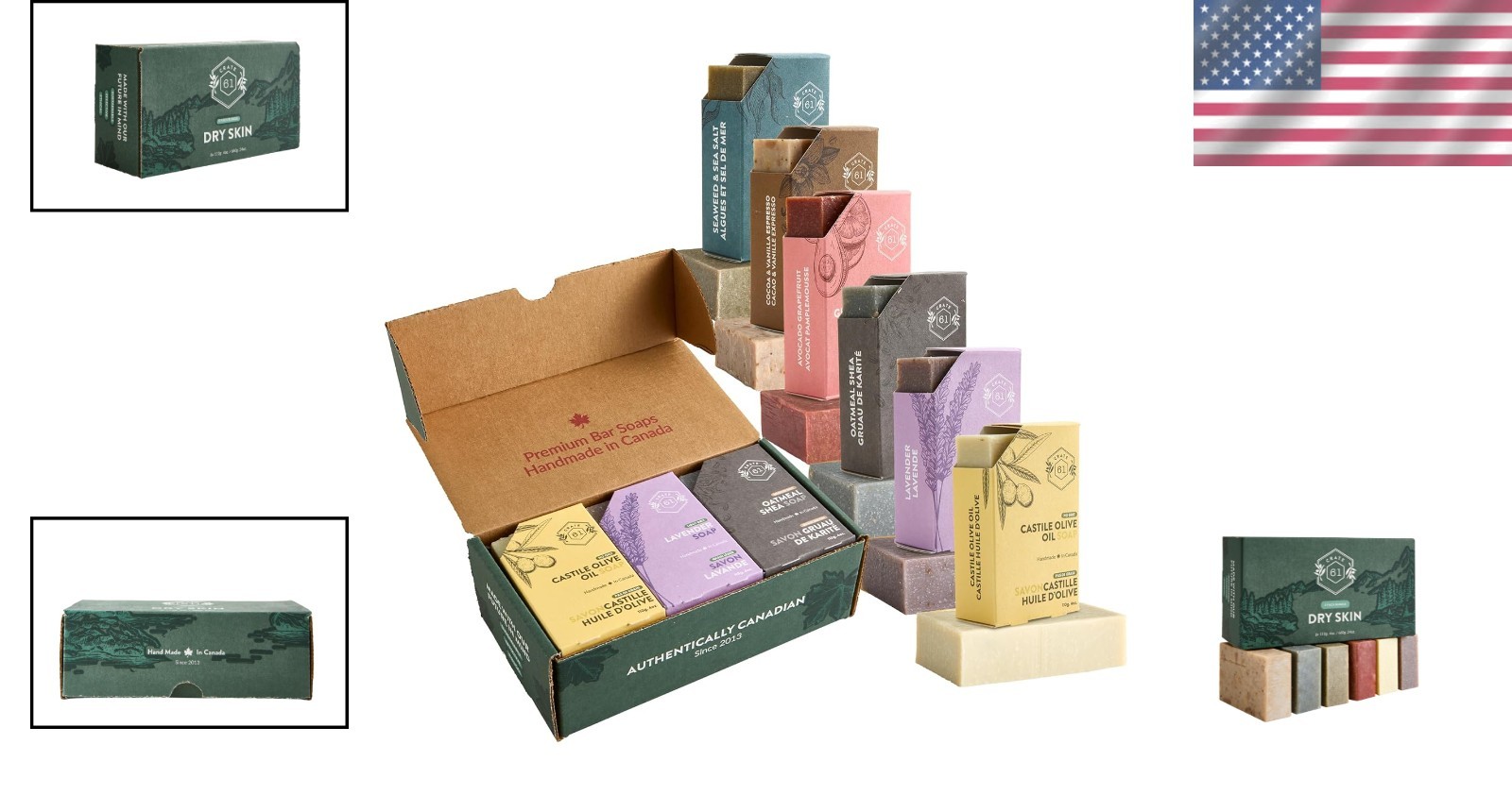 Luxury Plant-Based Natural Bar Soap – Pack of 6 for Dry Skin, Handmade in Canada