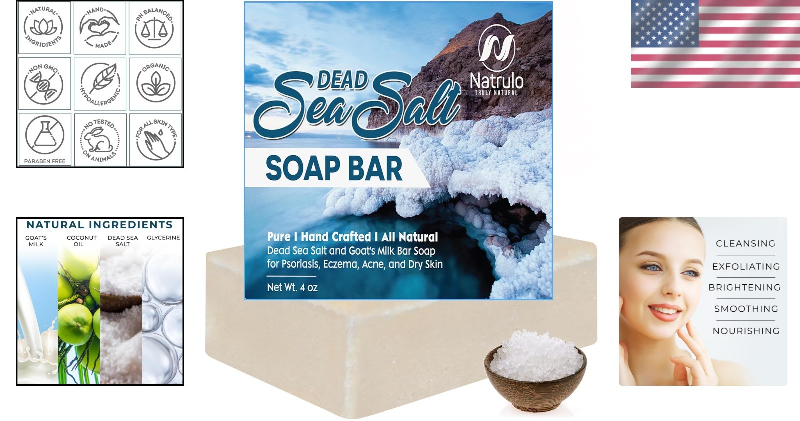 Organic Dead Sea Salt Soap – Exfoliating Goat’s Milk Bar, 4oz for Smooth Skin