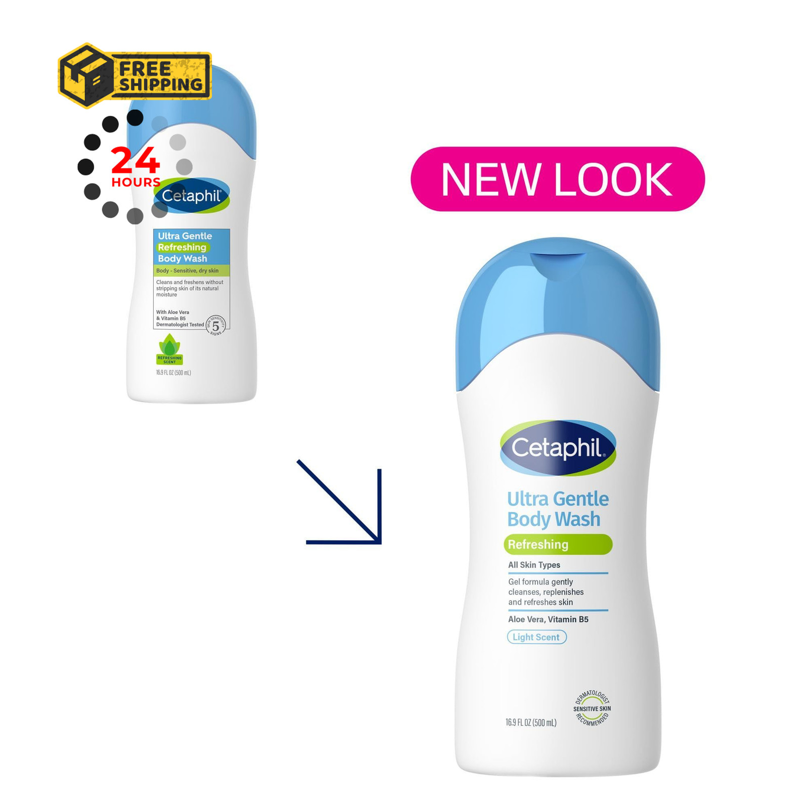 Cetaphil Ultra Gentle Refreshing Body Wash, 16.9 Fl Oz (Pack of 1), No Colour