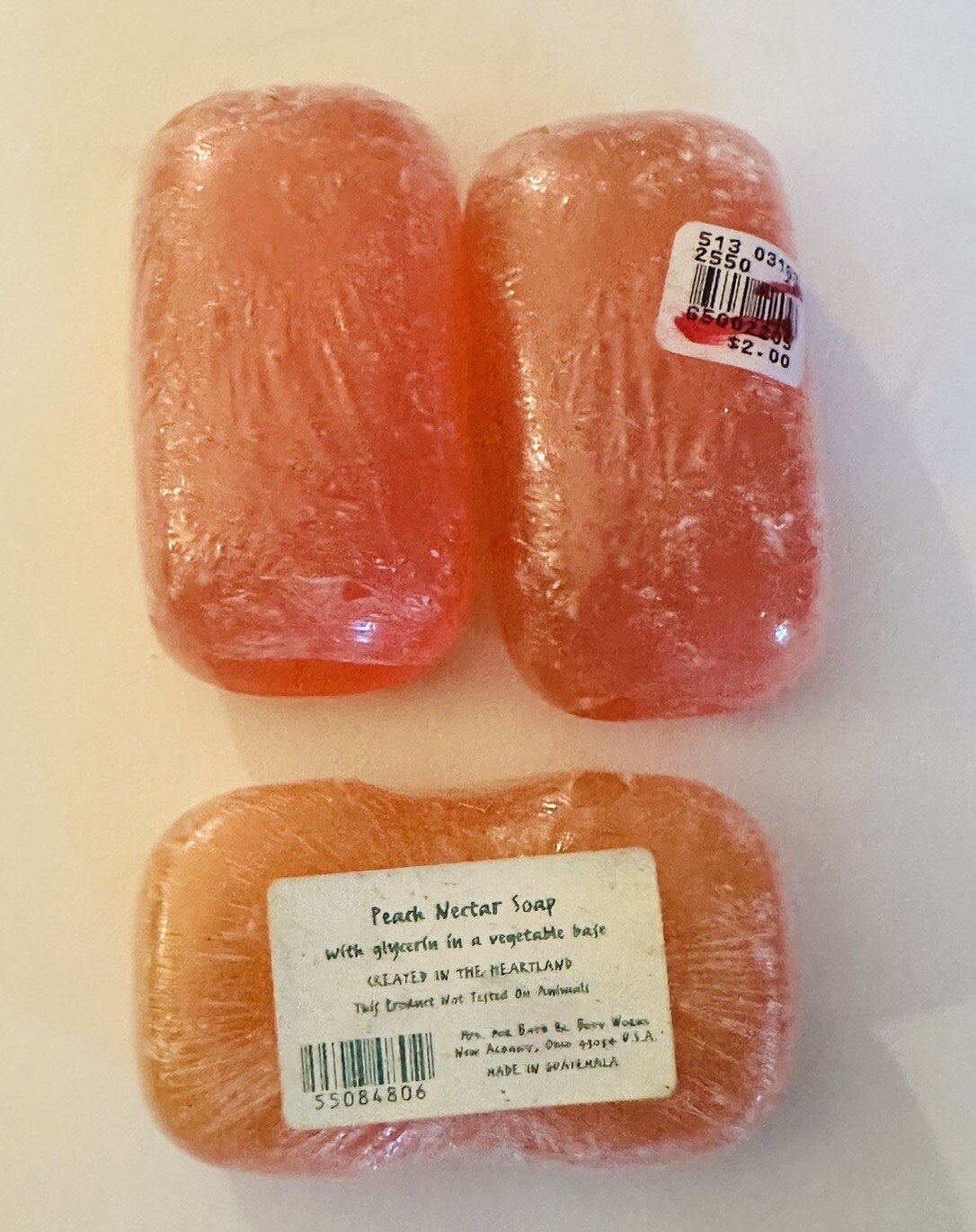 3 Bath and Body Works Peach Nectar Glycerin Soap Bar 4.5 oz NEW Vintage