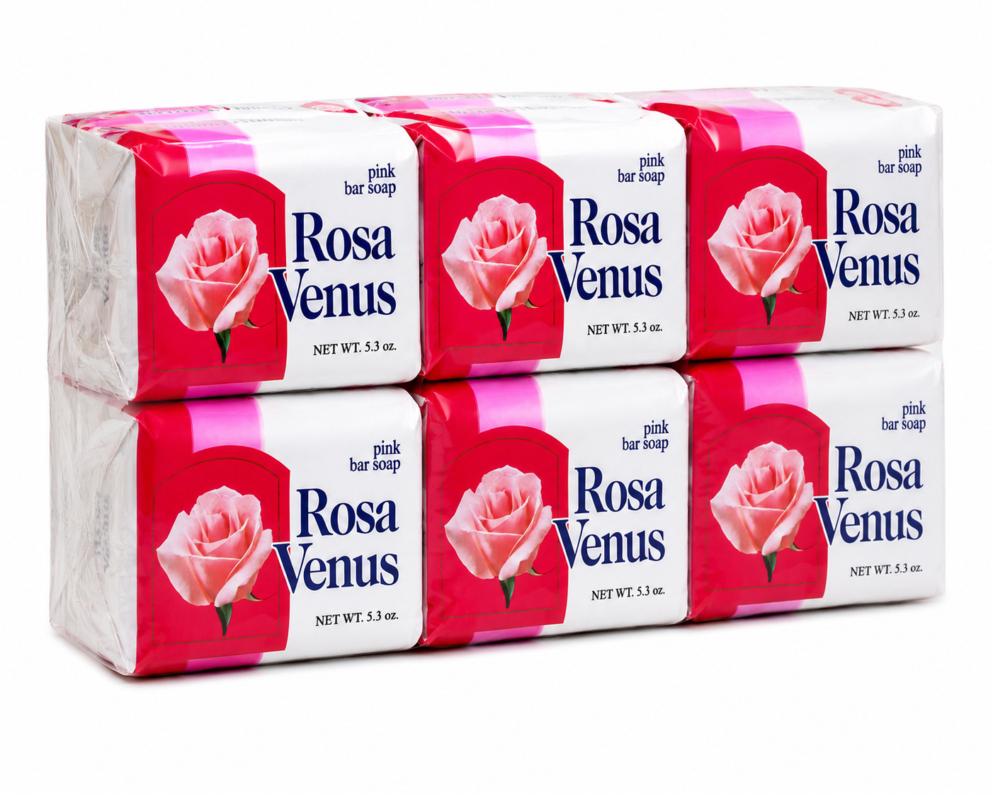 Rosa Venus Paquete de jabón en barra rosa, paquete de 6 barras Rosa Venus Jabón