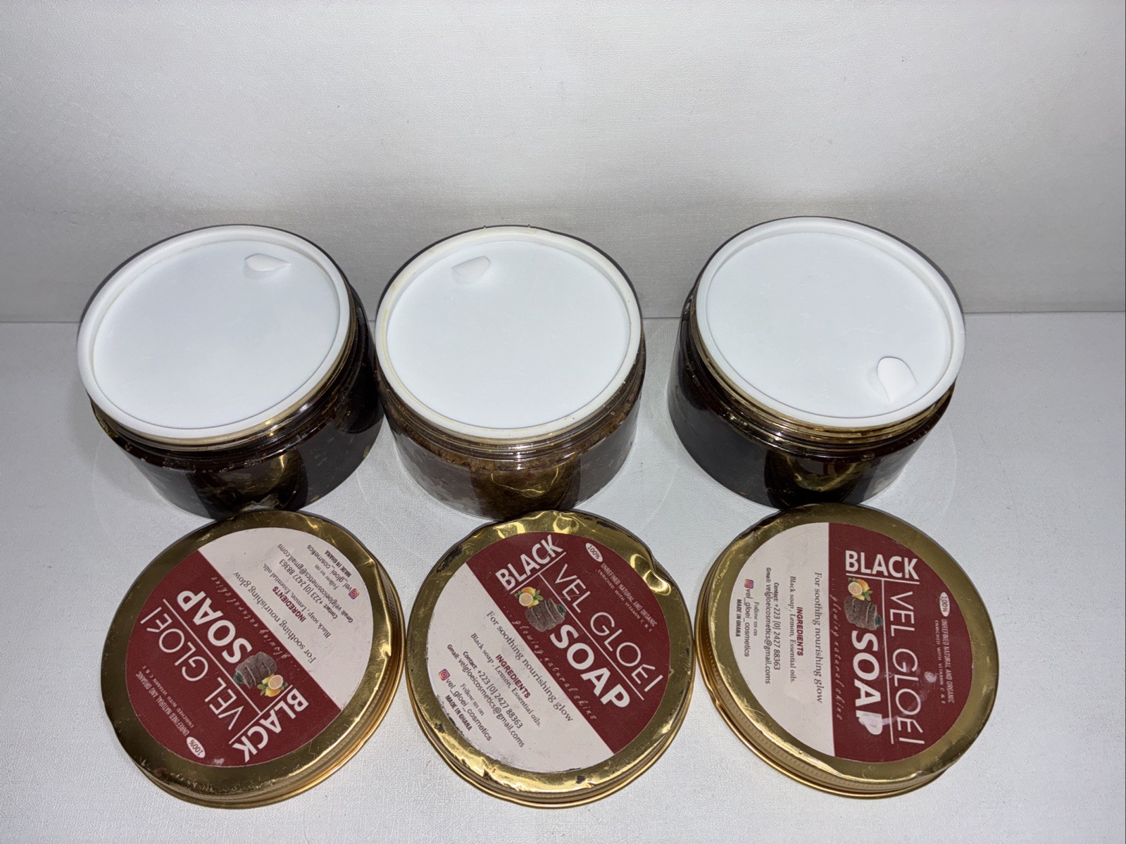 3- New 100% Natural Organic & Unrefined Black Soap W/ Lemon / Damaged Packaging