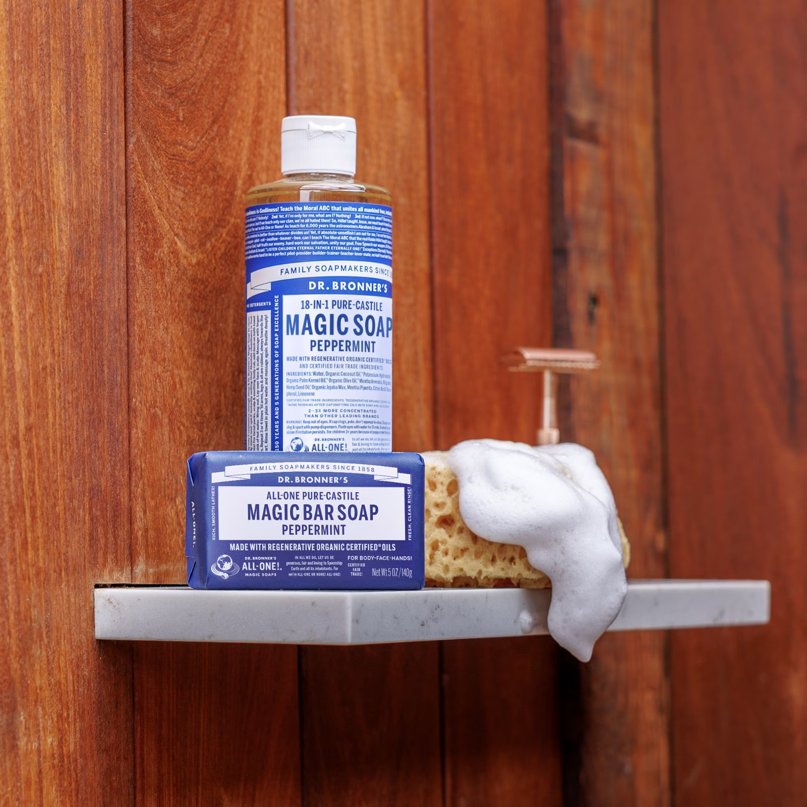 Dr. Bronner’s Organic All-One Pure-Castile Bar Soap, Peppermint – 5oz Pack of 6