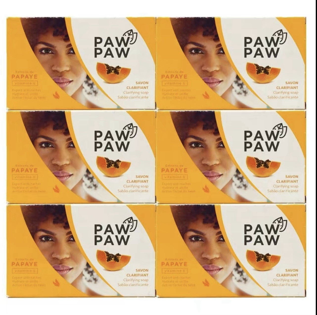 Paw Paw Clarifying Soap Bar Set of 6 Papaya for Body Face Hands
