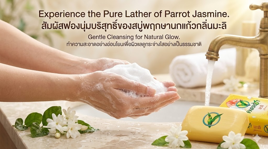 Parrot Botanicals Thai Herbal Body Bar Soap 105g.X4 pcs.Natural Refreshing