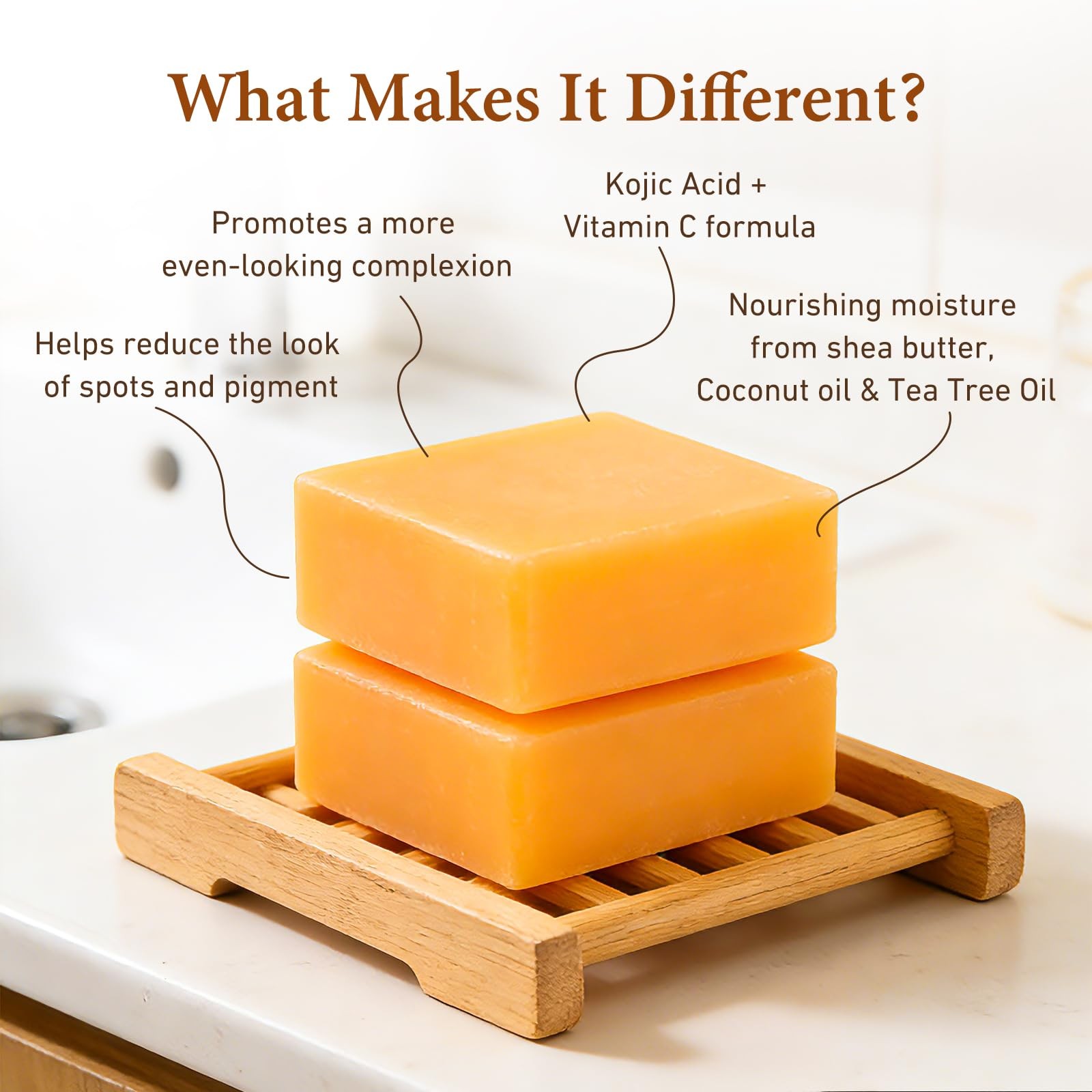 Kojic Acid Turmeric Soap Bar with Foaming Net, 2 Bars Dark Spot Soap for Face…