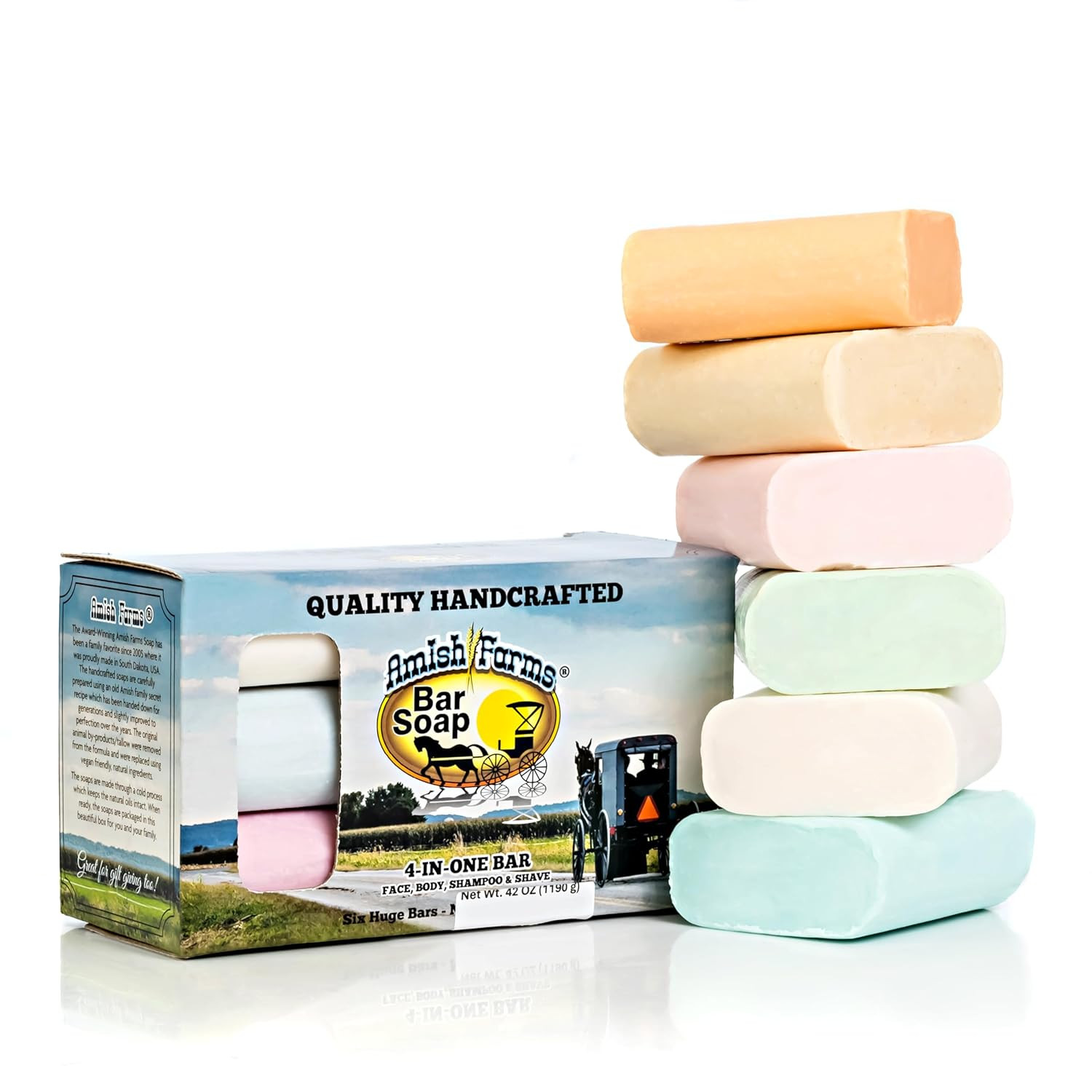 Bar Soap W/All Natural Bentonite Clay (6 Bars) Made in USA, Vegan Moisturizing f