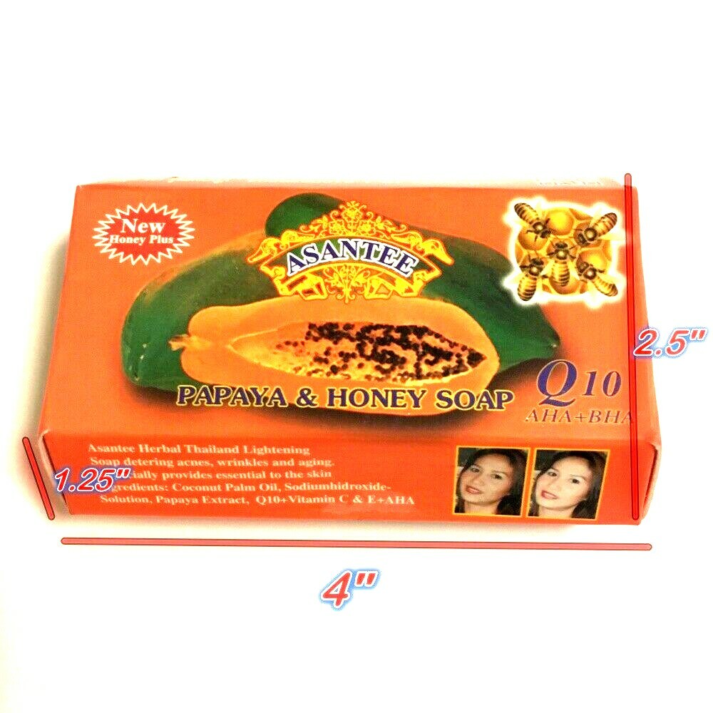 2x Soap Papaya Asantee Herbal Whitening Anti Acne Thai Travel Nature Skin