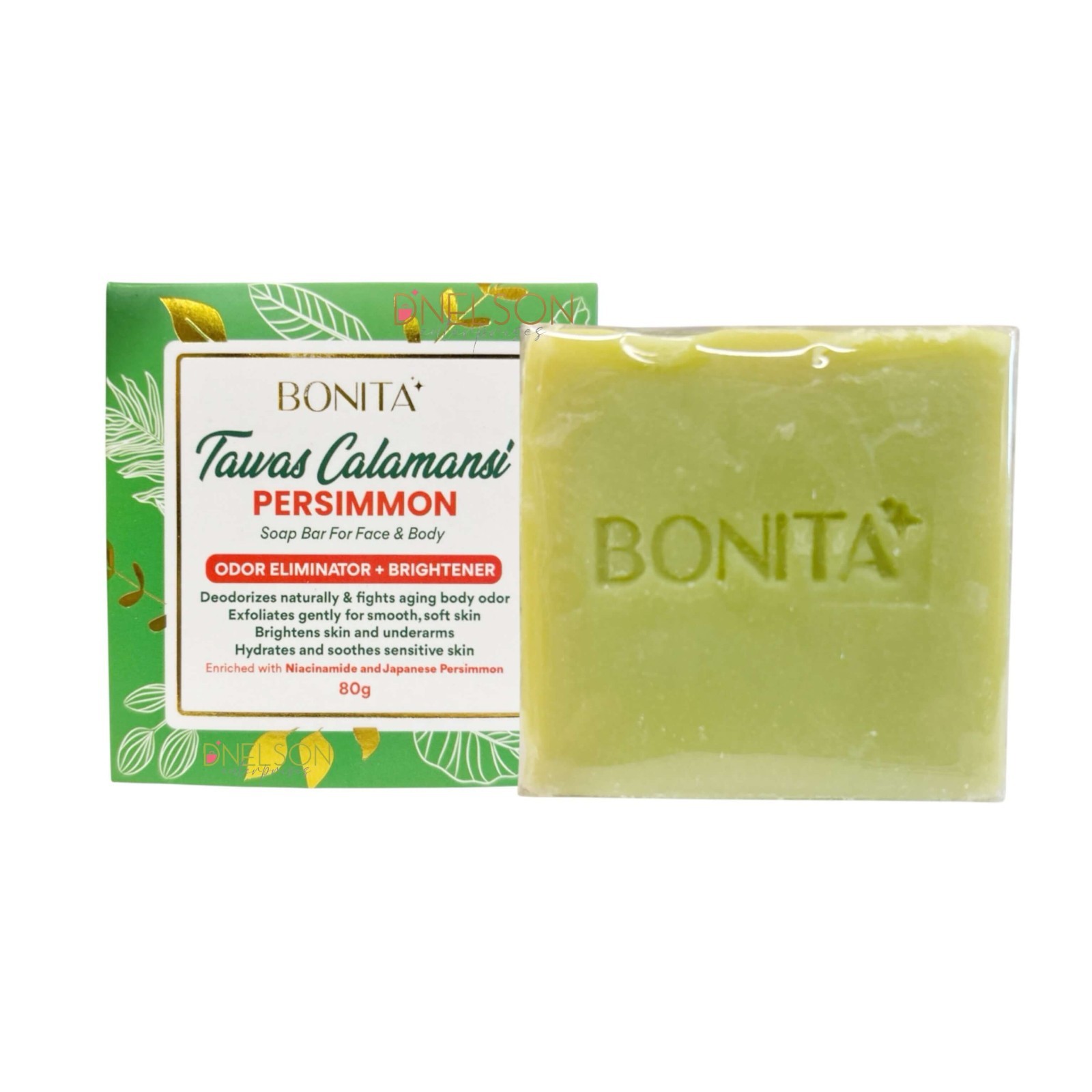 2 Bars BONITA Tawas Calamansi Persimmon Soap Bar for Face & Body 80g