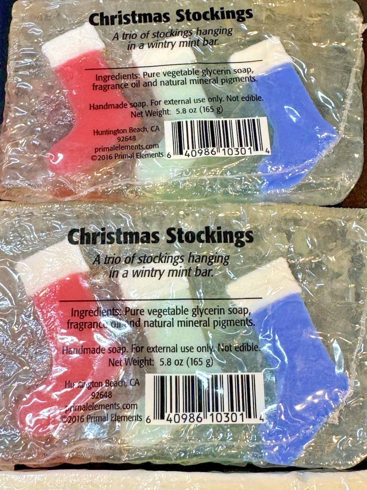 Primal Elements Handmade Soap Set of 4 Christmas 5.8 ounce packages