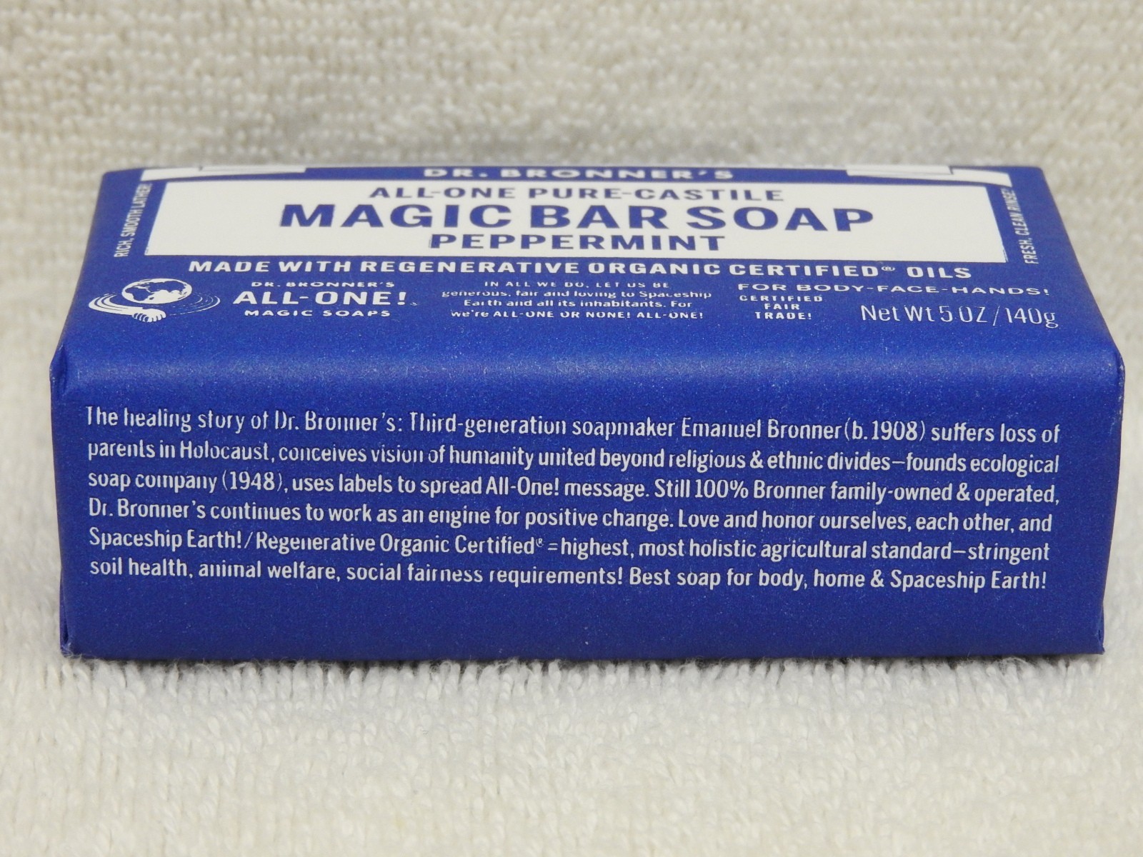 Dr. Bronner’s Magic Bar Soap Hemp-Peppermint Pure Castile 5oz. 140g 👀*……..