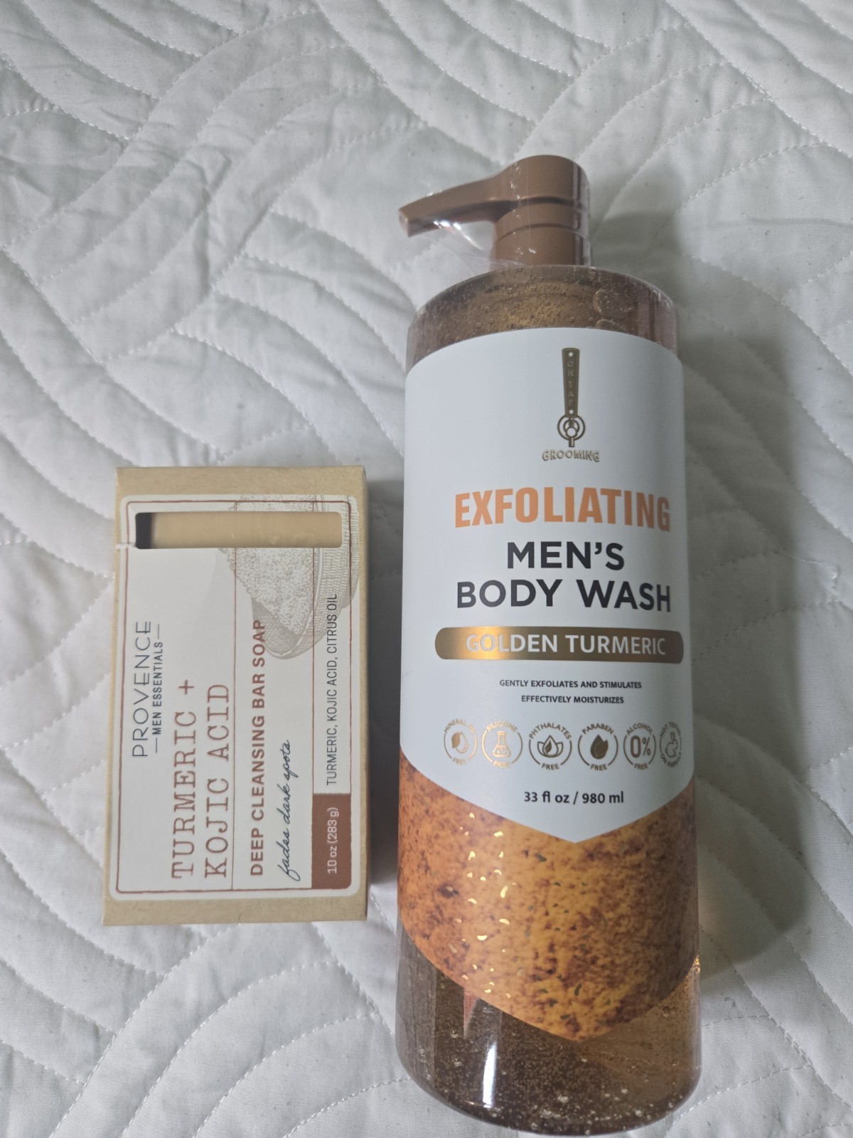 Golden Turmeric Men’s Body Wash 33oz + Provence Turmeric Kojic Soap Bar…