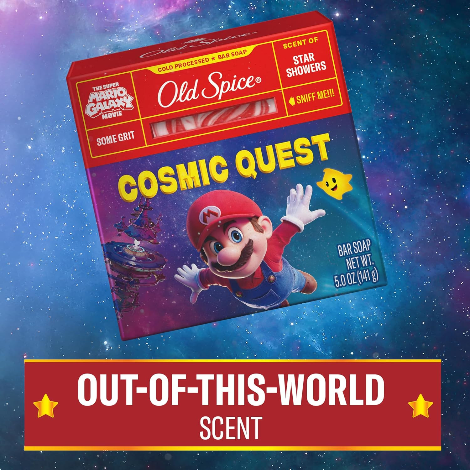 Old Spice Super Mario Galaxy Movie Cold Pressed Bar Soap 5.0 oz Star Showers NEW