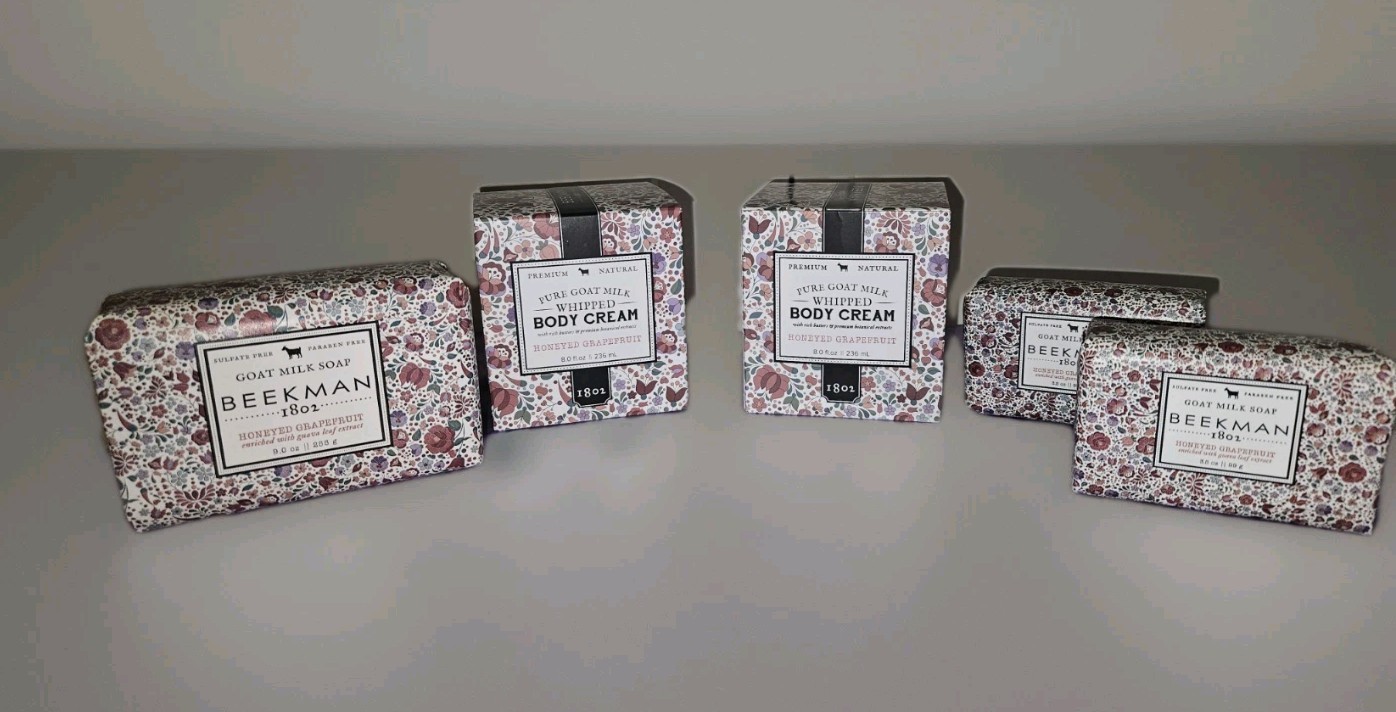 Beekman 1802 Bundle Of 5 Goat Milk Soap Honeyed Grapefruit Soaps & Body Cream