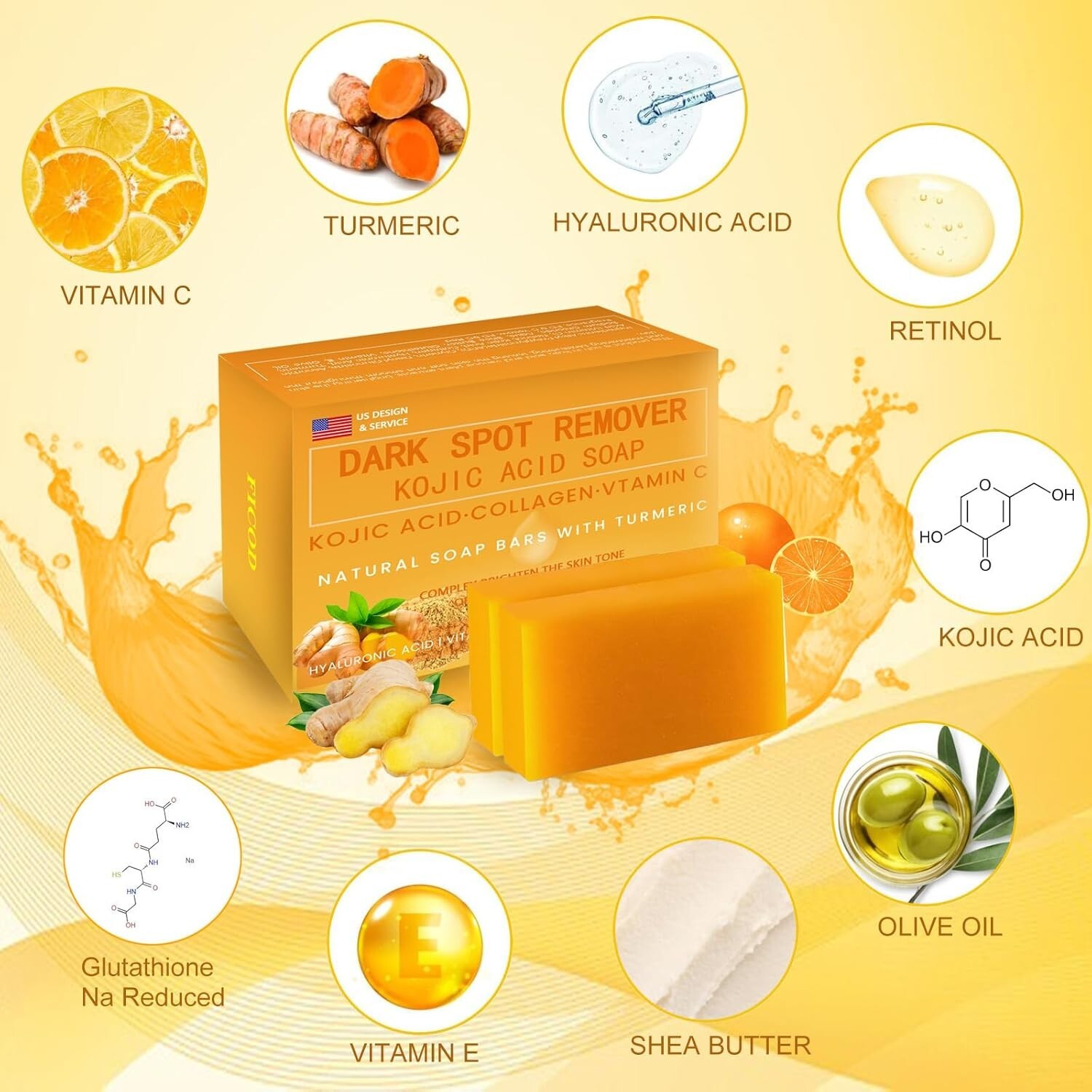 2Pcs Tumeric Soap Skin Whitening Dark Spots lightening Acne Brightening Turmeric