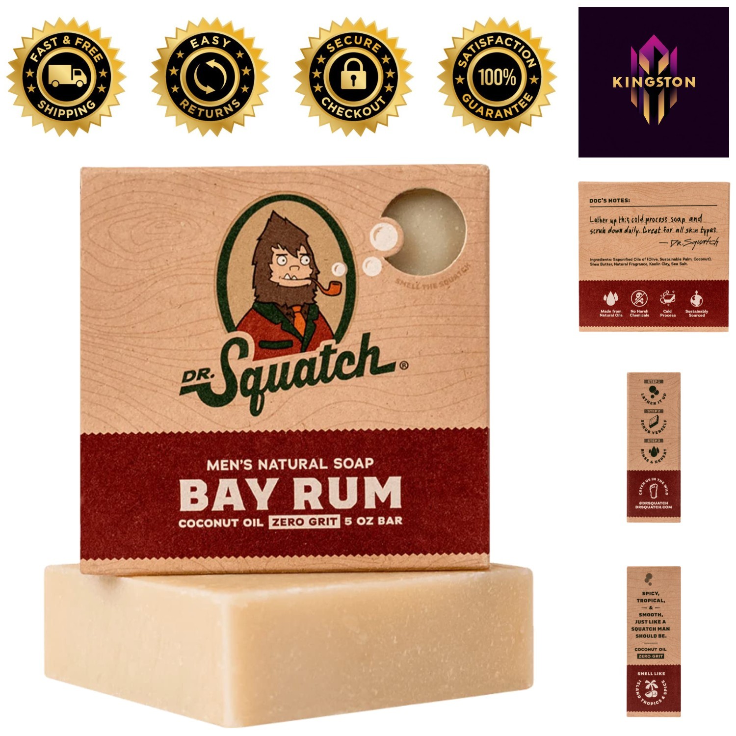 Moisturizing Bay Rum Soap for Men – 5oz Natural Zero Grit for All Skin Types
