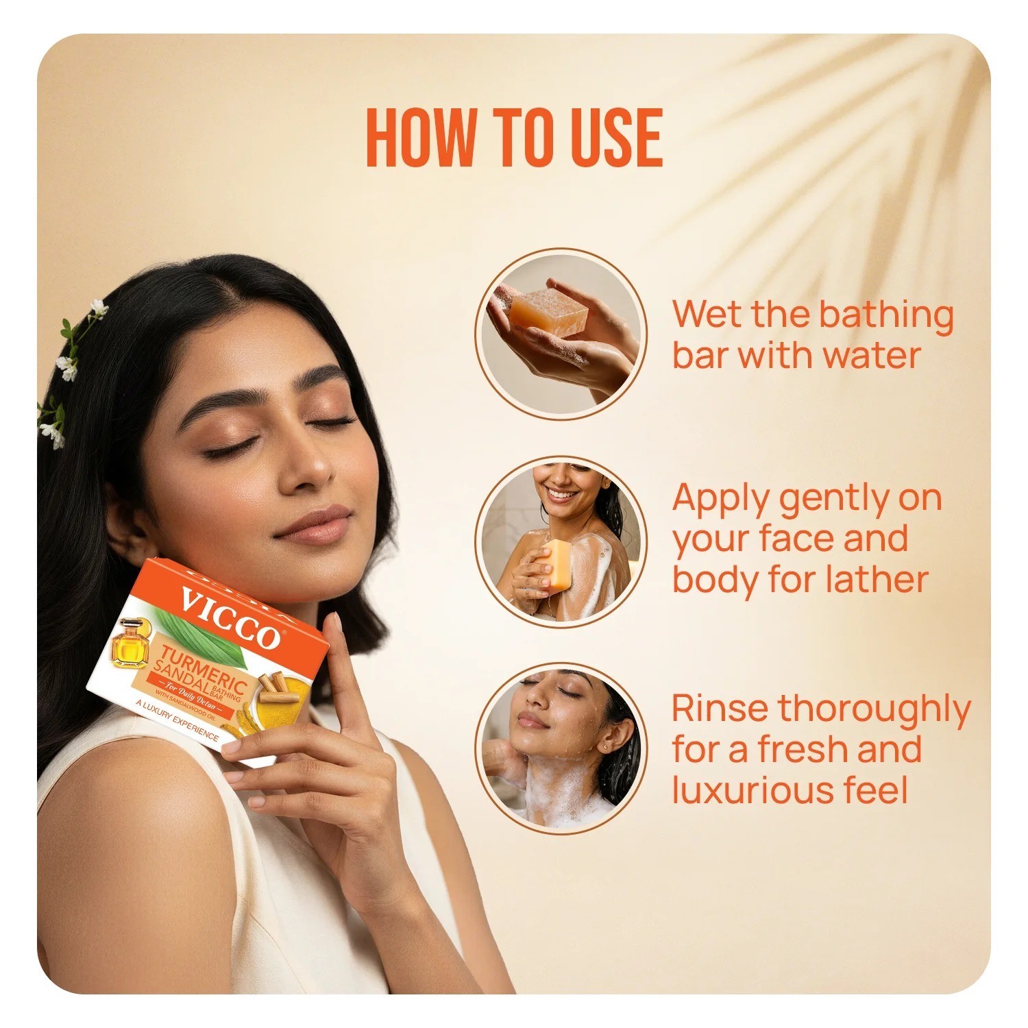 Vicco Turmeric Sandal Sandalwood Oil Herbal Bathing Soap 100g 4 pack