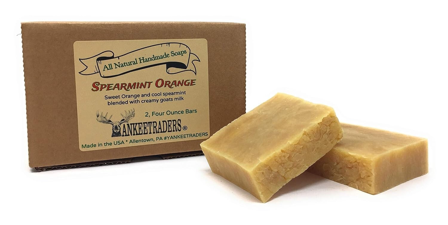 YANKEETRADERS Spearmint Orange Goats Milk Soap – Natural, Vegan / 2, 4 oz bars