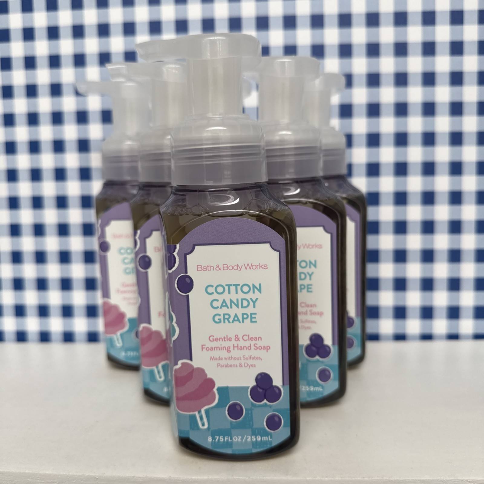 6X ~ Bath & Body Works ~ COTTON CANDY GRAPE ~ Gentle Foaming Hand Soap