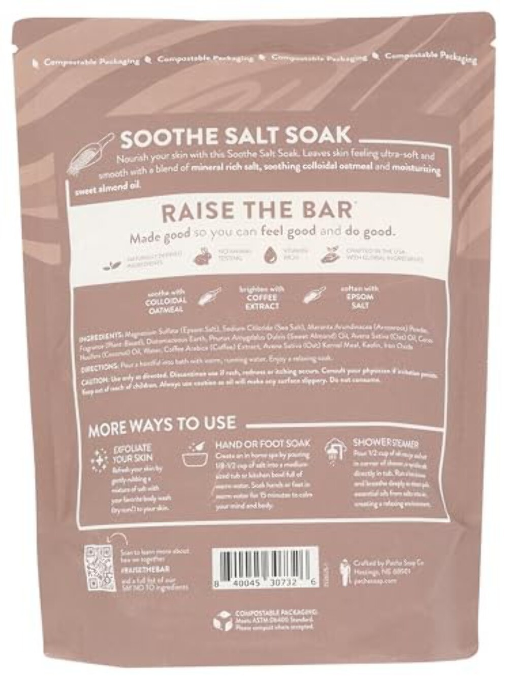 PACHA SOAP Soothe Salt Soak, Mineral Rich Salt 32 OZ