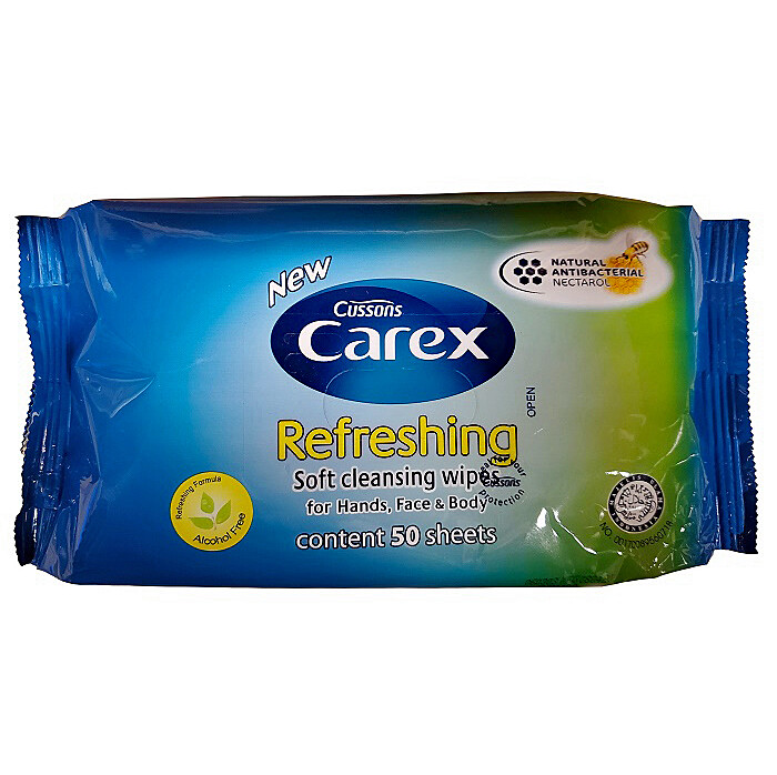 Carex Soft Refreshing Cleansing Wipes for Body, Hands and Face- 50 Sheets