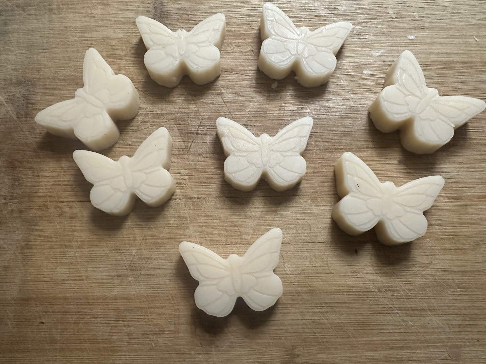 White Butterfly Shaped Body Soap Bars Set of 8 Multipack oatmeal honey vitamin E