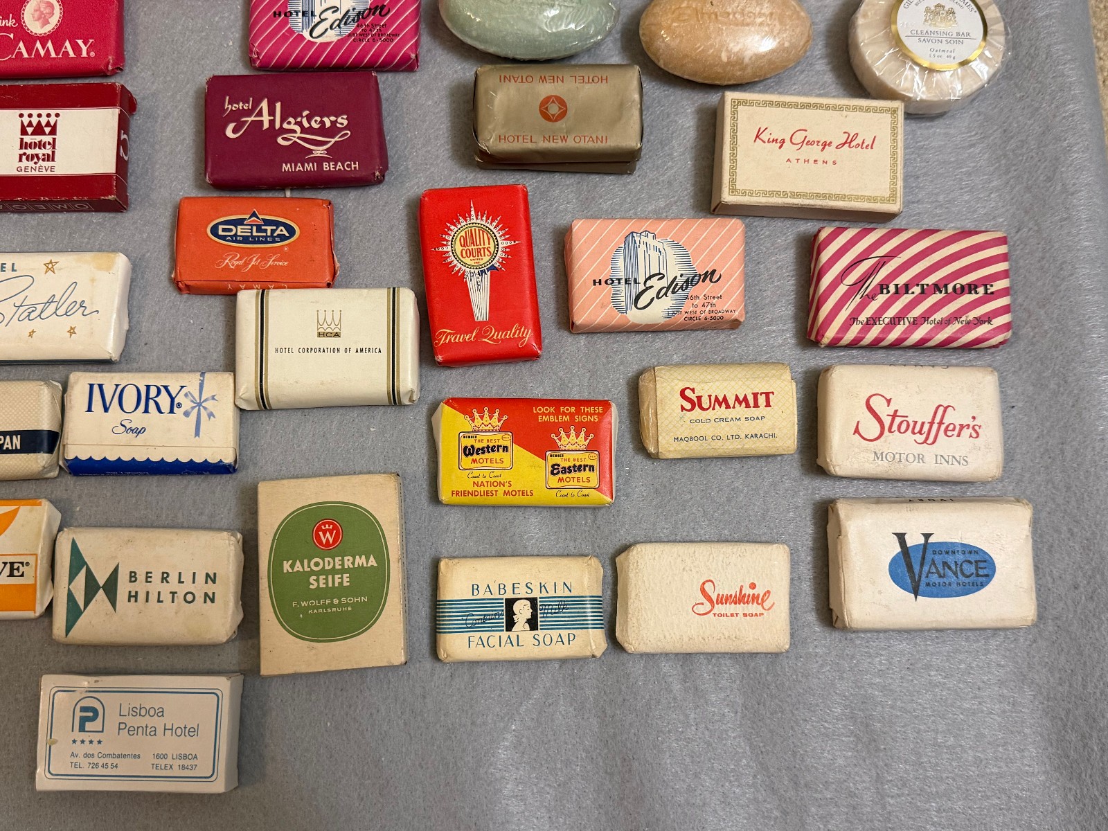 Large Vintage Lot 150+ Hotel Motel Airline Mini Bar Bath Soaps Around World Wide
