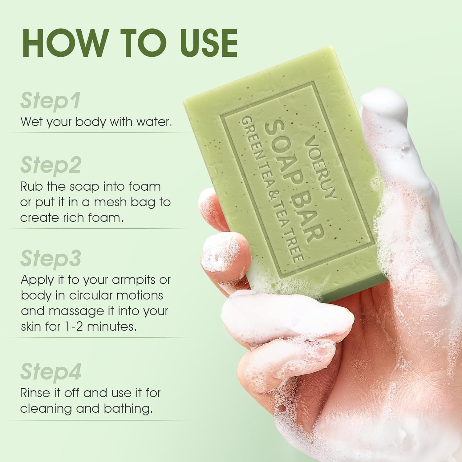 Underarm Detox Soap, 2 Pcs Armpit Detox Soap with Green Tea & Tea Tree, Charcoal