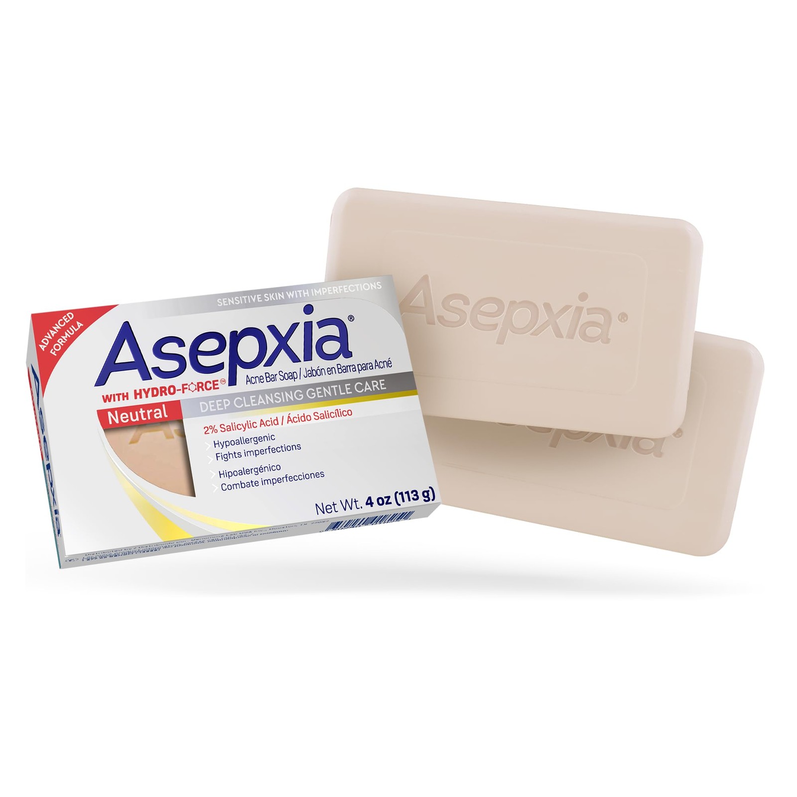 Asepxia Acne Treatment Neutral Hypoallergenic Bar Soap | 4 Ounce (Pack of 2)