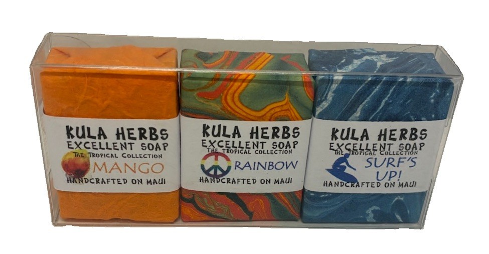 Kula Herbs The Tropical Collection 3 Piece Soap Set Handcrafted In Maui