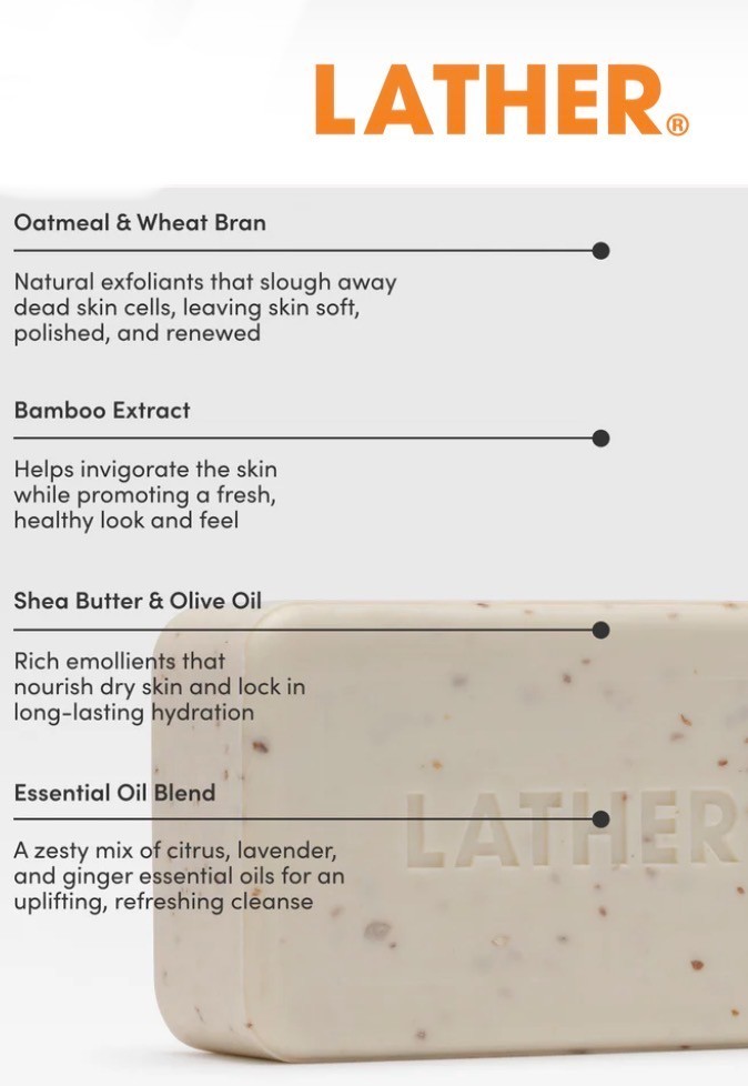 8box LATHER Modern Apothecary CLEANSING BAR~Exfoliating BODY SOAP Oatmeal&Bamboo