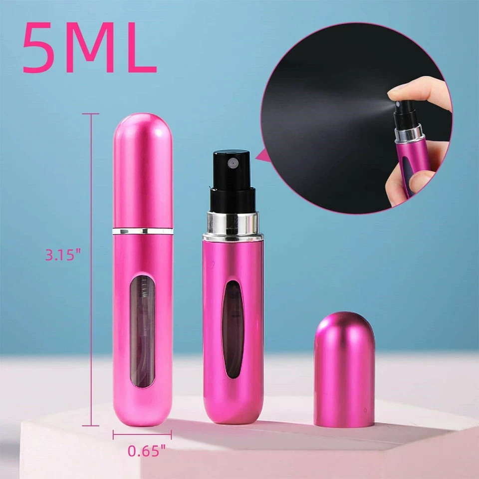 5 Pcs Refillable Travel Portable Perfume Atomizer Bottle Spray Pump Case 5ML USA