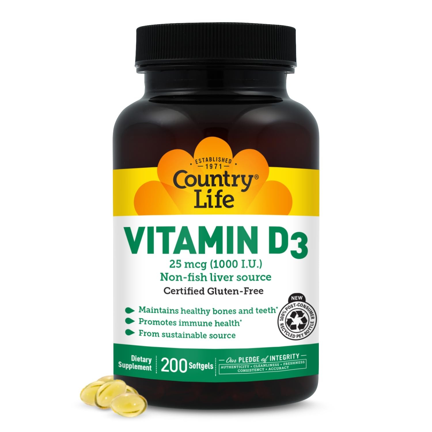 Country Life Vitamin D3 1000 IU (25 mcg) – D 200 Count (Pack of 1)