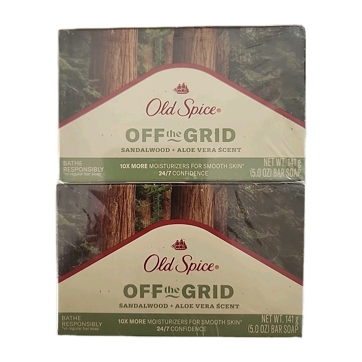 New Sealed 4 Pk Old Spice Off The Grid Sandalwood & Aloe Vera 5 Oz Bar Soap