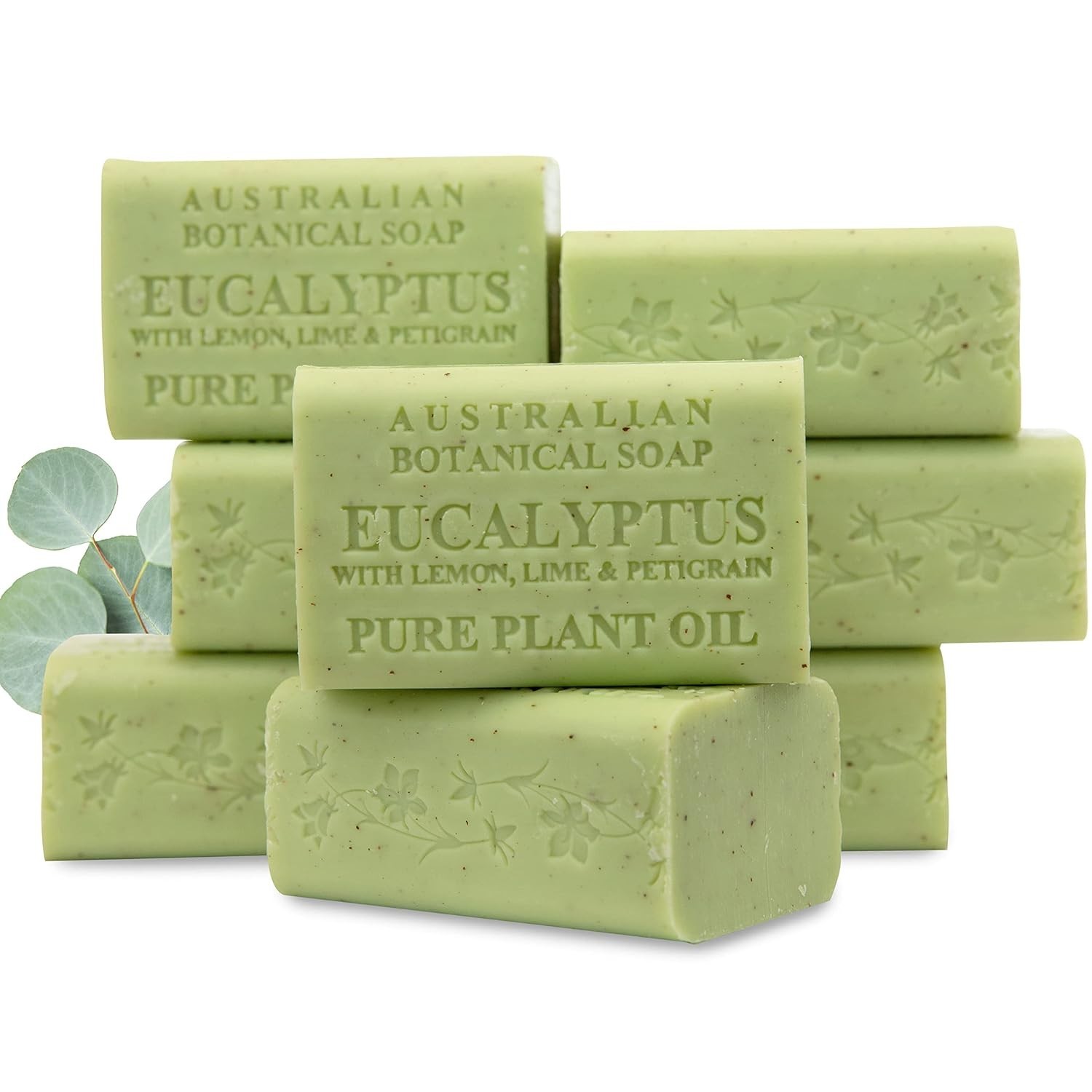 Organic Shea Butter Soap Bars – Eucalyptus Scent, 8 Pack